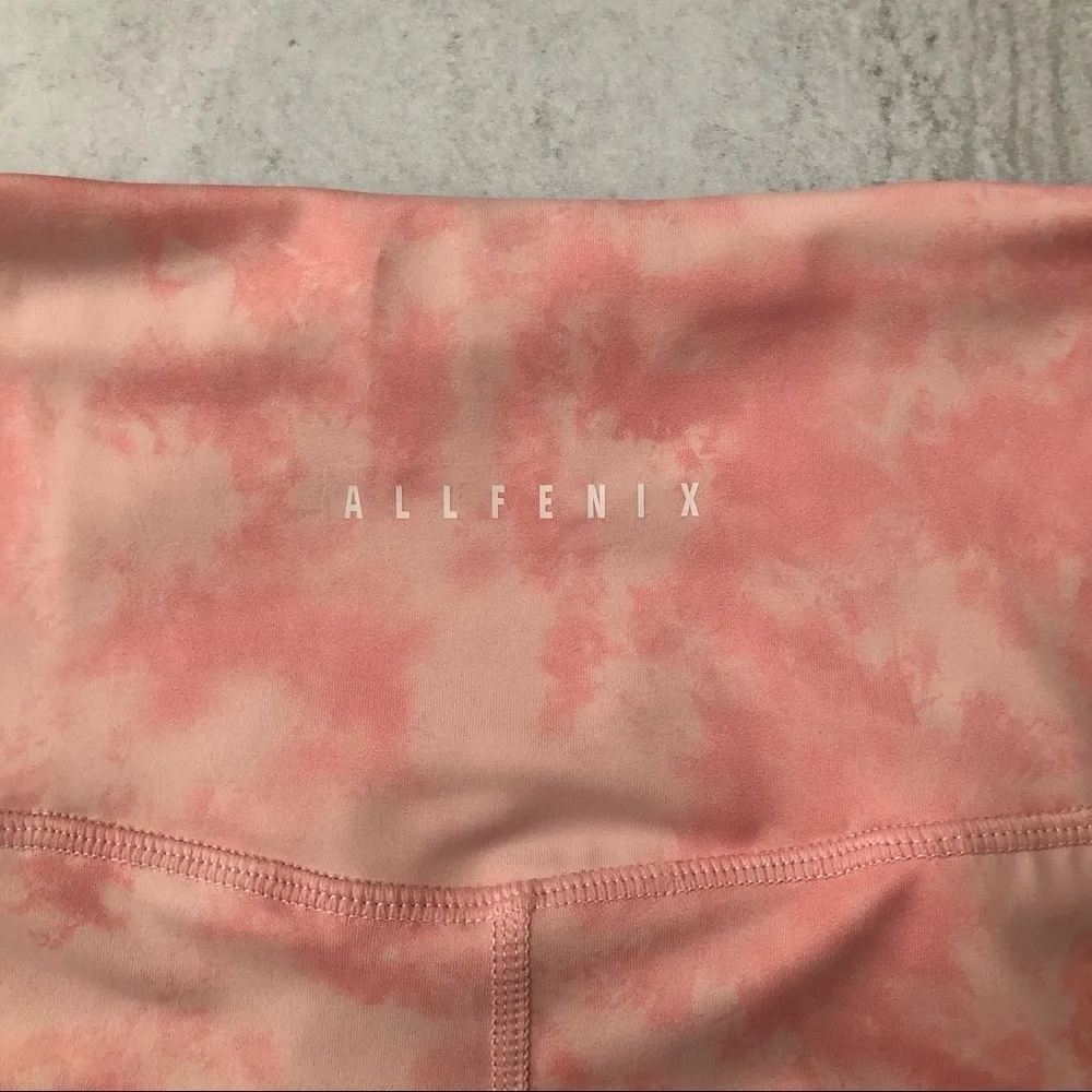 All Fenix Pink Blush & White Tie Dye 7/8 Activewear Leggings NEW - Image 7