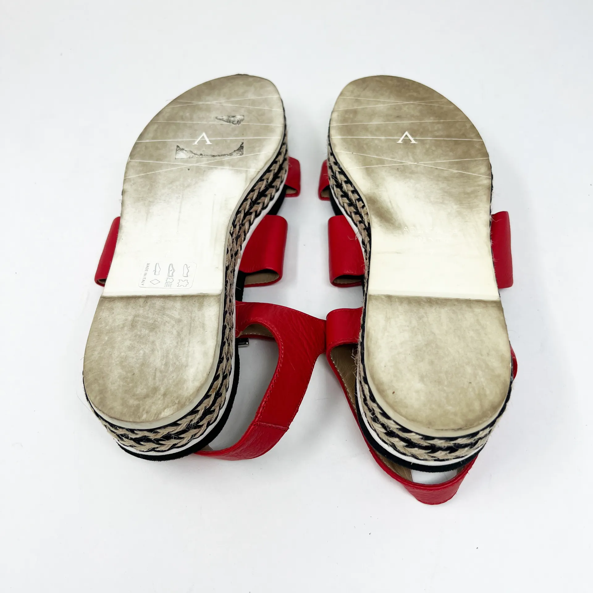 Aquatalia Made In Italy Genuine Leather Strappy Woven Platform Sandals Shoes 7 - Image 5