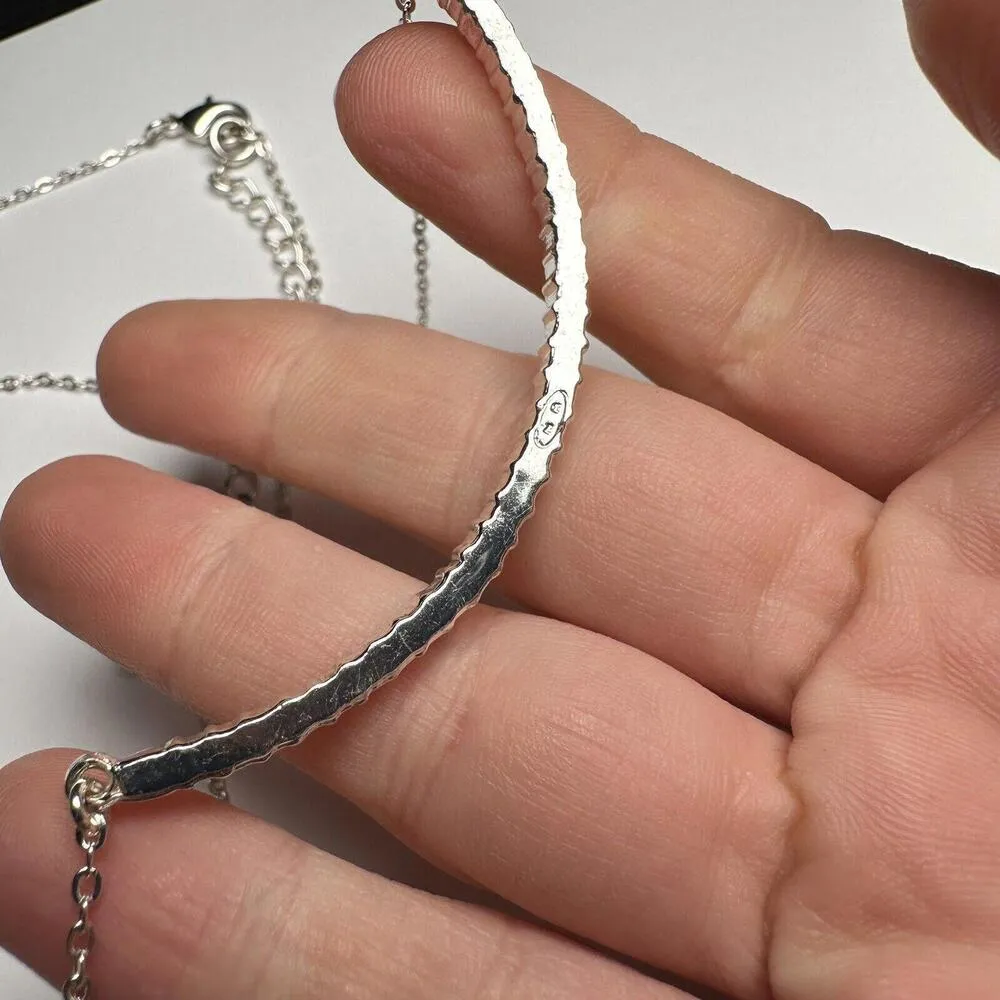 Signed NR Rhinestone Necklace Silver Tone By Avon Adjustable Length - Image 9