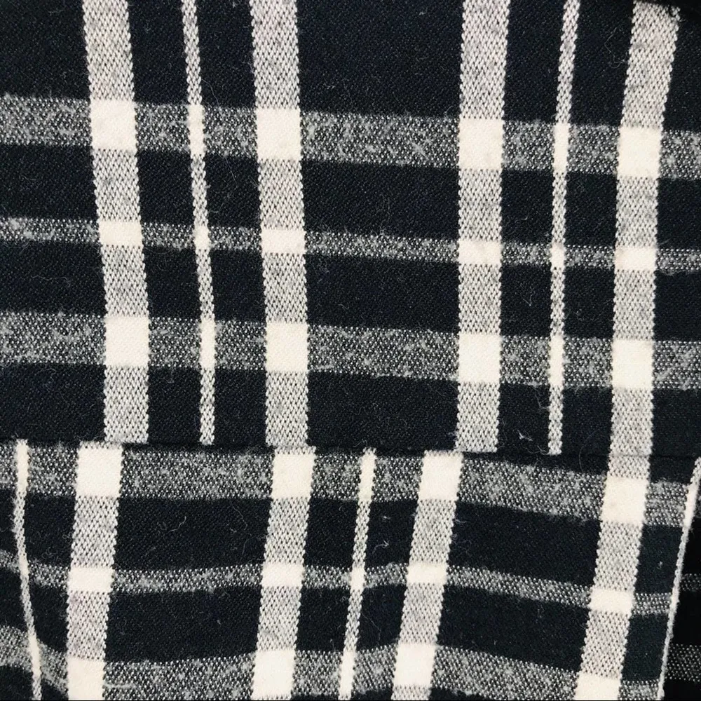 Majé Grunge Leather Trimmed Black & White Plaid Flannel Shirt Size Large 12/14 - Image 11