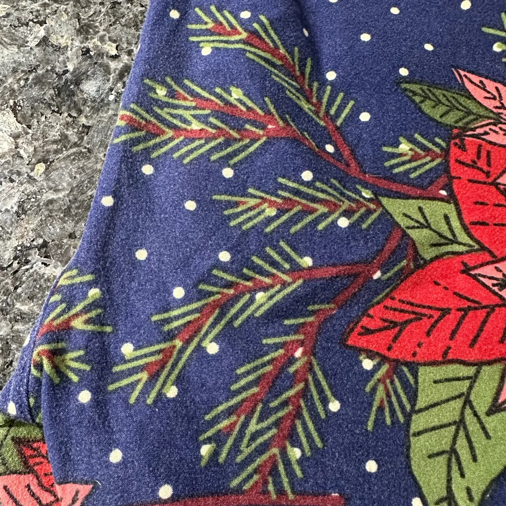 LuLaRoe Christmas Holiday Collection Poinsettia Floral Leggings Plus Size 1X TC - Image 3