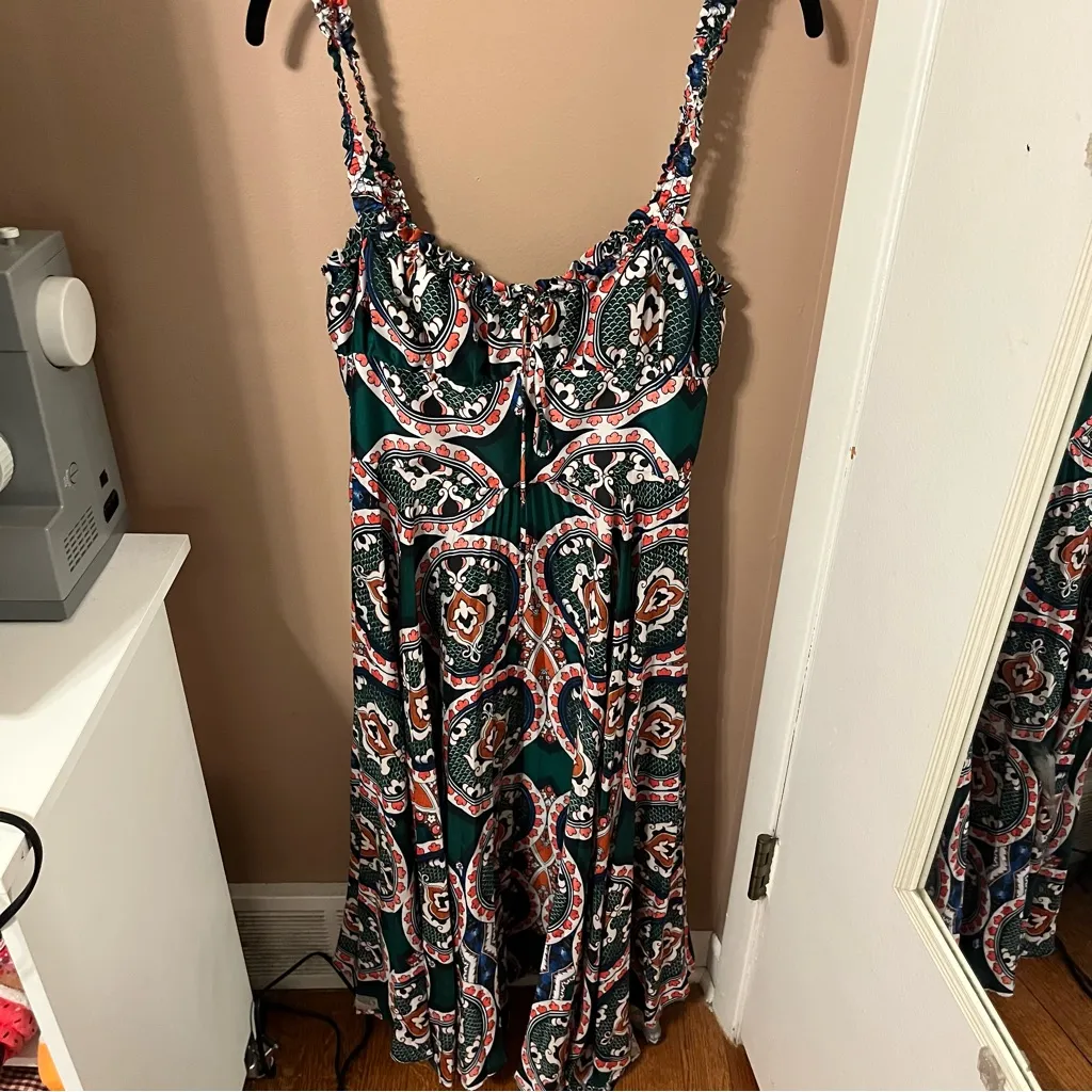 Delfi Collective Amora Green Floral Printed Bustier Midi Dress - Image 2