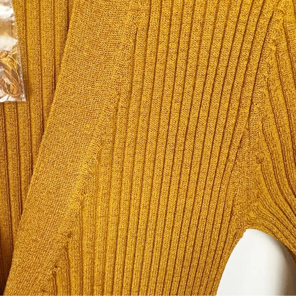 NWT Staud Color Block Shoko Sweater Knit Dress / Cardigan Bronze Ochre Multi Brown Size XS - Image 8