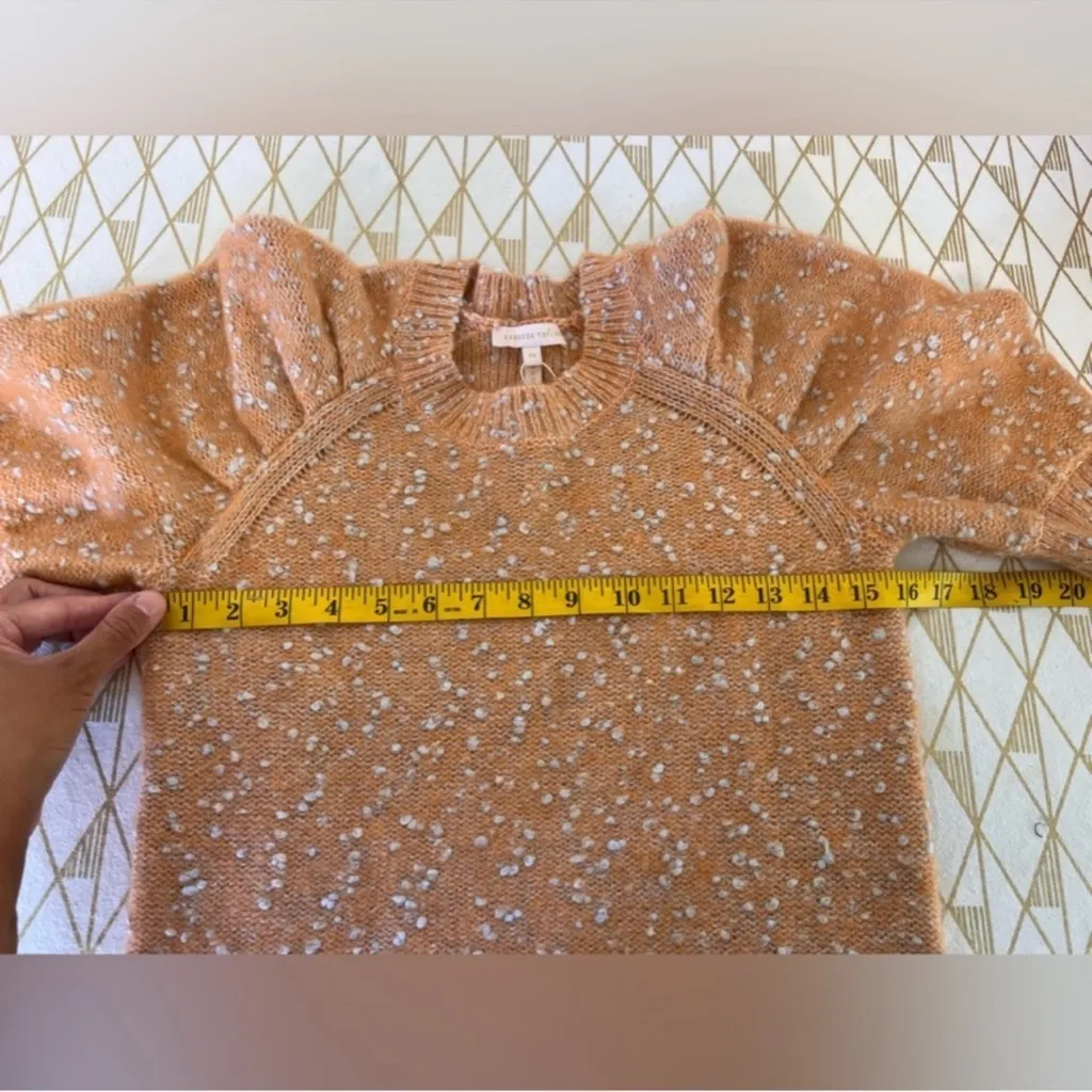 Rebecca Taylor NWT Textured Tight Knit White Speckled Puff Sleeve Sweater Sz XS - Image 8