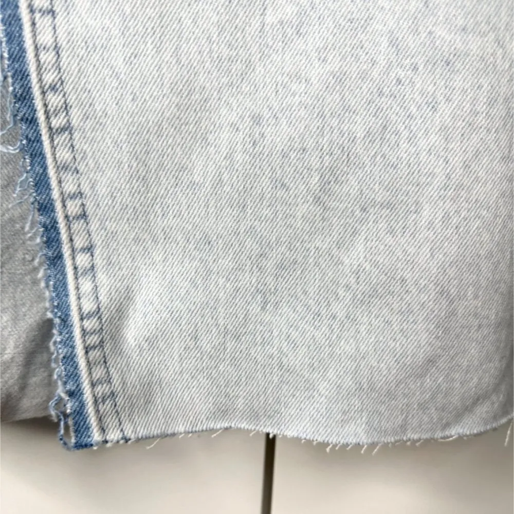 ZARA Skirt Womens Large Denim Midi Light Wash Slit🩵 - Image 6