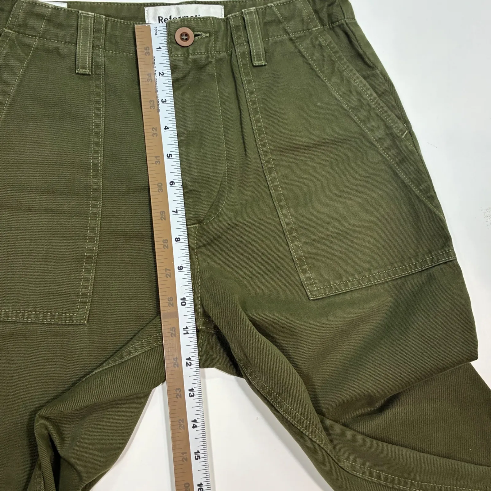 Reformation Utility Ankle Pants Army Green‎ Surplus Fabric High Waist Womens 25 - Image 8