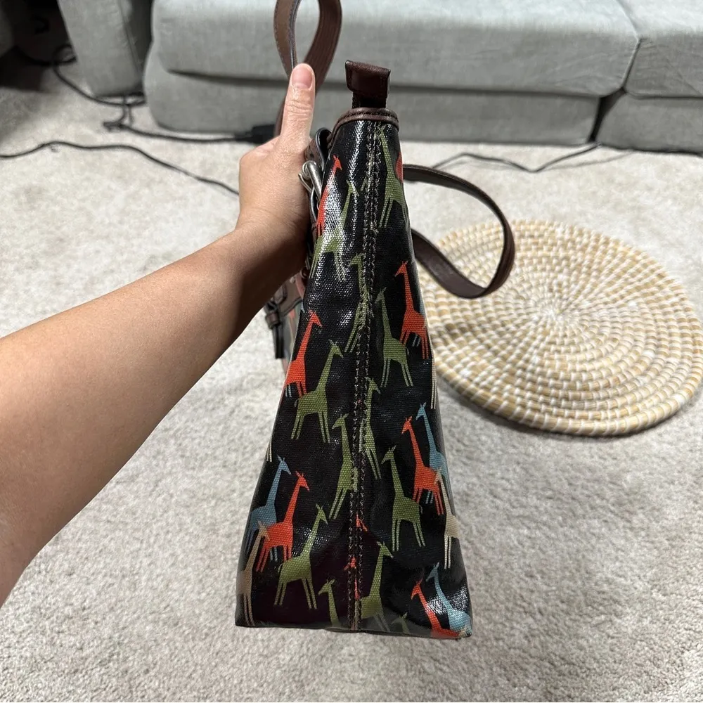 Fossil Giraffe Coatted Canvas Tote Shoulder Bag Keyper Lock Charm Multicolor - Image 10