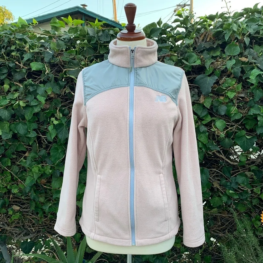New Balance‎ Women Pink High Neck Two Pockets Zippered Sweater Size S - Image 2