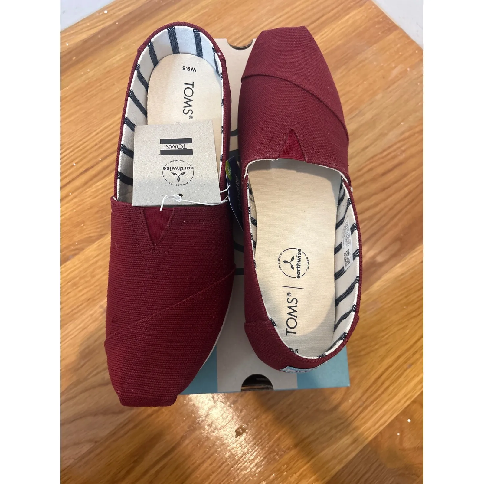 New TOMS Women's‎ Burgundy Alpargata Heritage Canvas Slip On Shoes Size 9.5 - Image 3