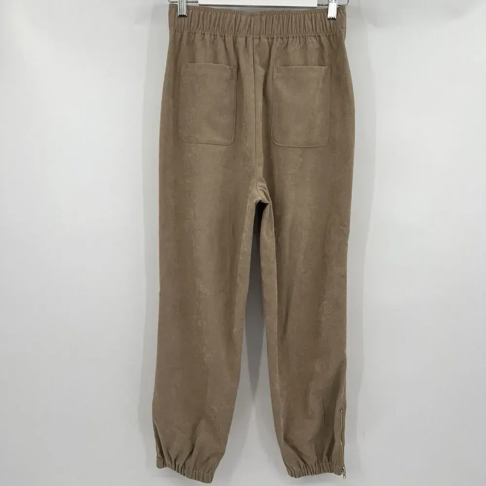Zara High Rise Waist Jogger Pants Ankle Zipper‎ Beige Pull On Women’s Size Small - Image 6