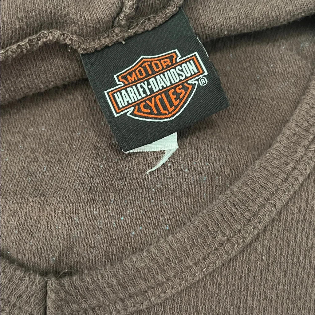 Harley Davidson Waffleknit Graphic Hoodie Brown Size XL - Image 3
