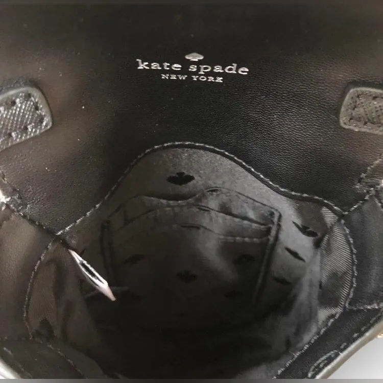 Kate Spade New York North South Flap Phone Crossbody – Black & White Polka Dot - Image 9