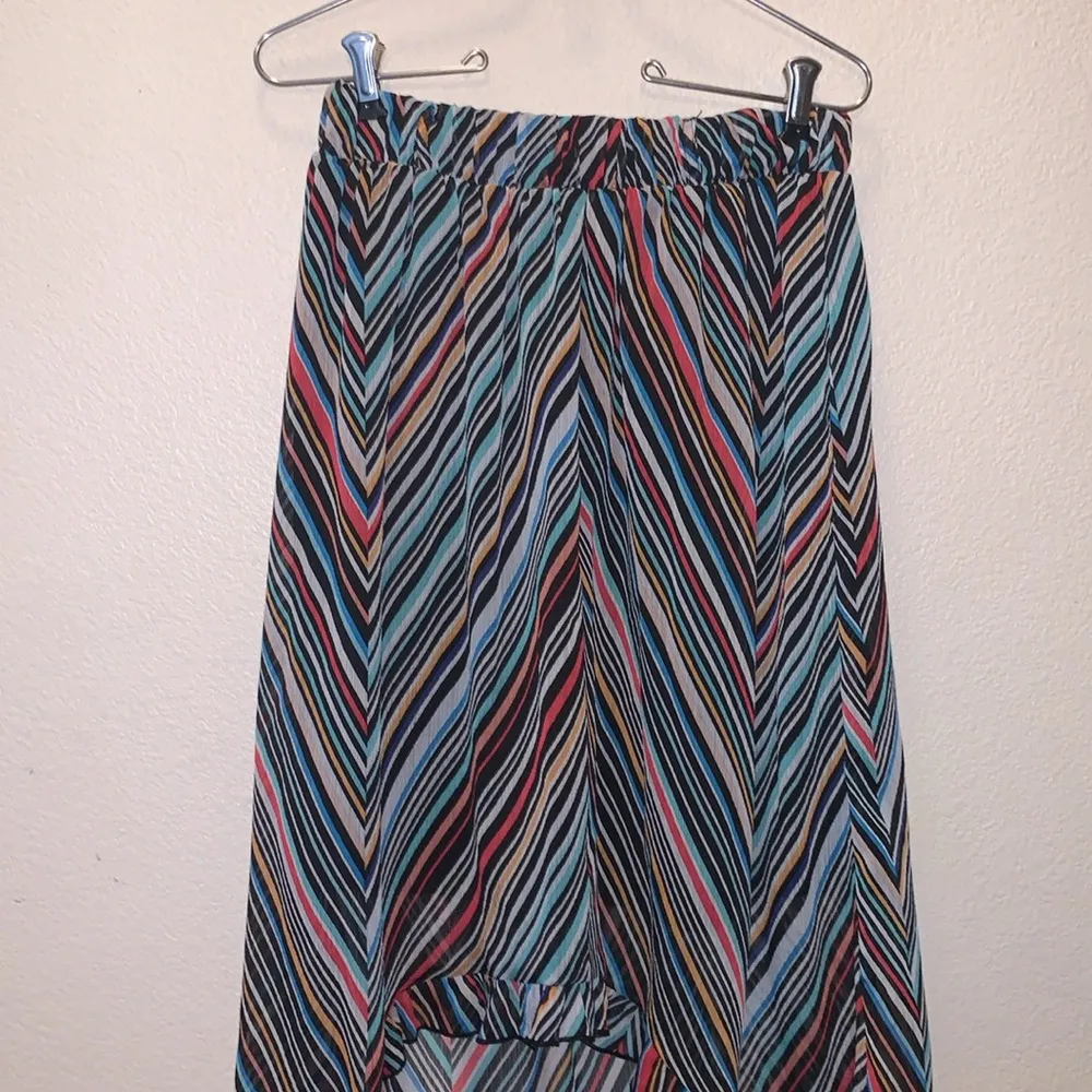 No Boundaries Hilo Rainbow Ruffle Hem High Low Skirt - Image 2