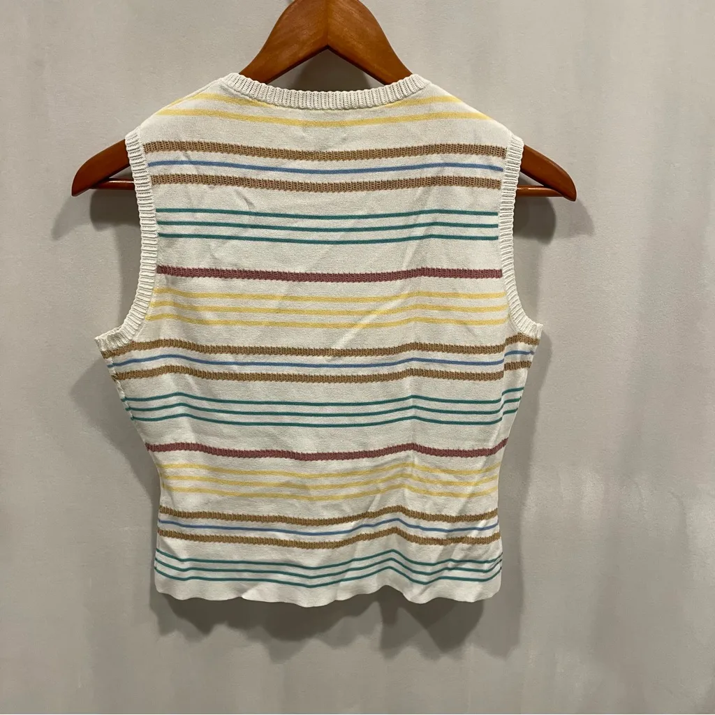 Cute Undra Celeste New York saks cream striped sweater lightweight flowy weave Yellow - Image 4