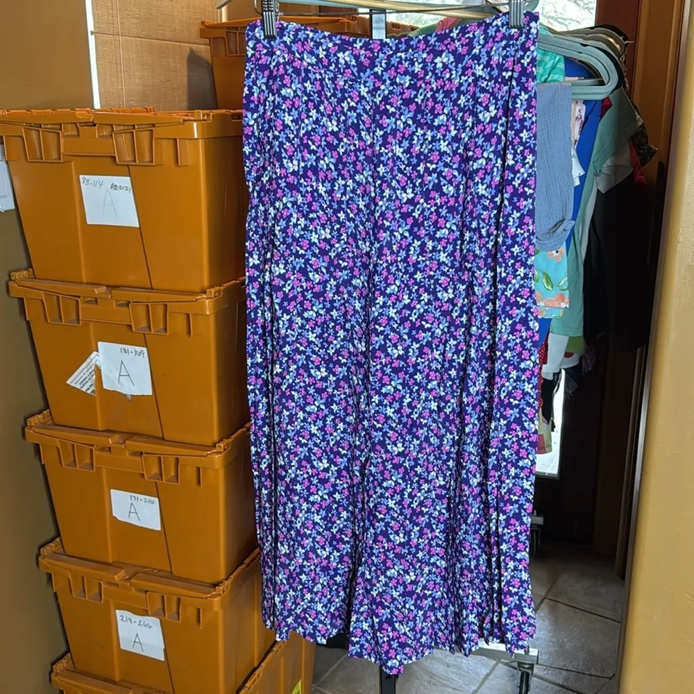 Vintage Diane Von Furstenberg Purple & White Ditsy Floral Maxi Skirt Size 8 - Image 7