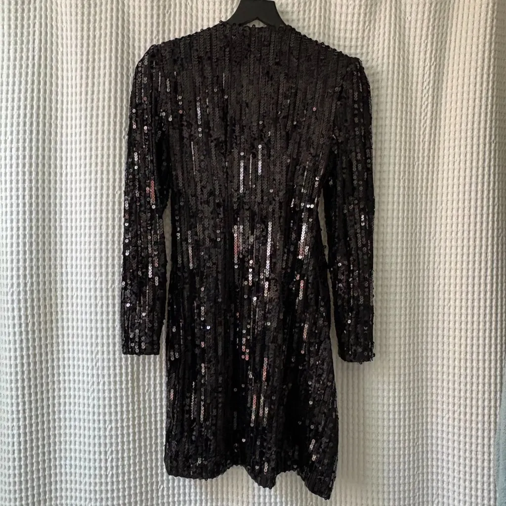 Astr the Label Paris black sequined V-neck disco party minidress women's XS - Image 2