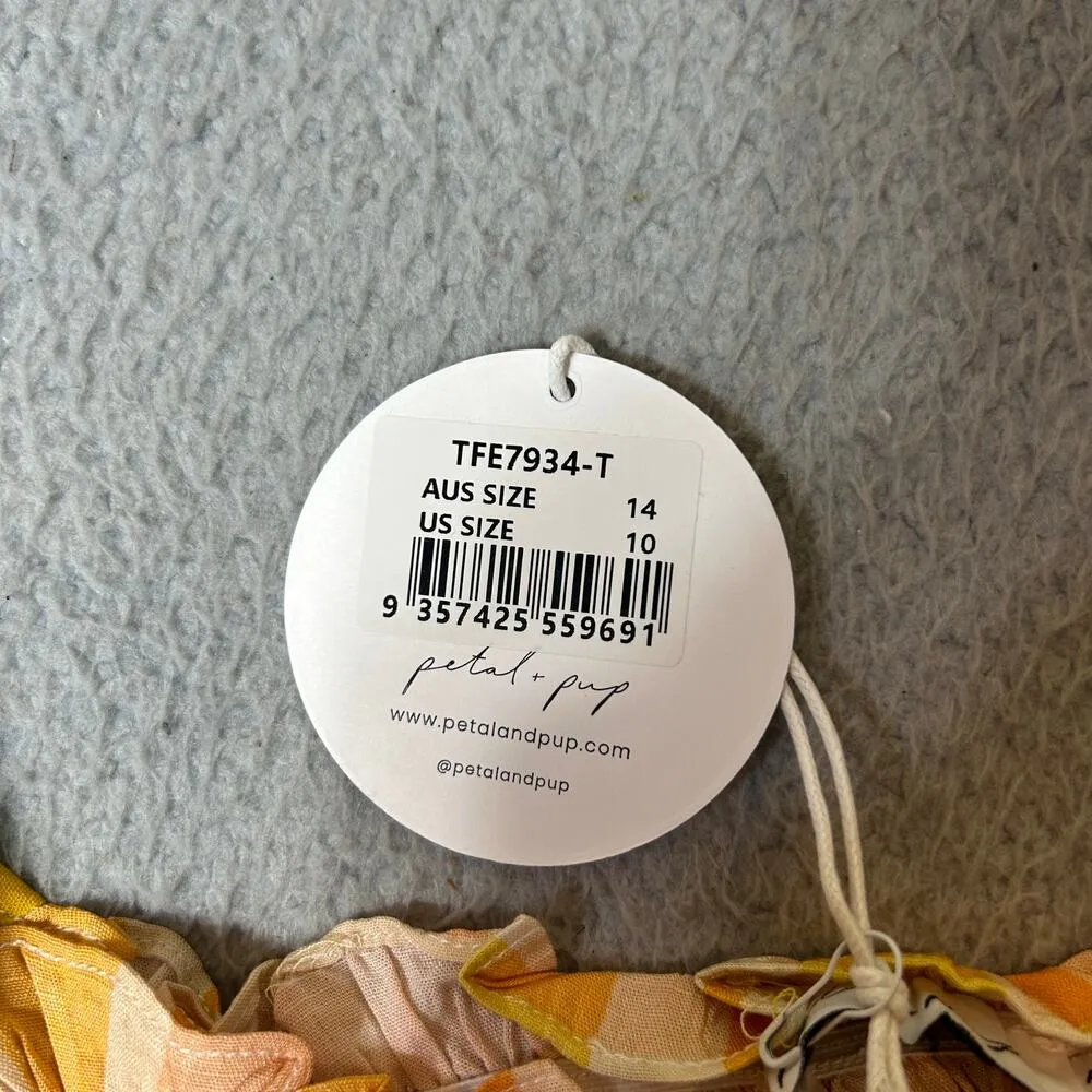 Petal & Pup Top Women 10 Yellow Orange Off Shoulder Crop Pullover Ruffle Top NEW - Image 5