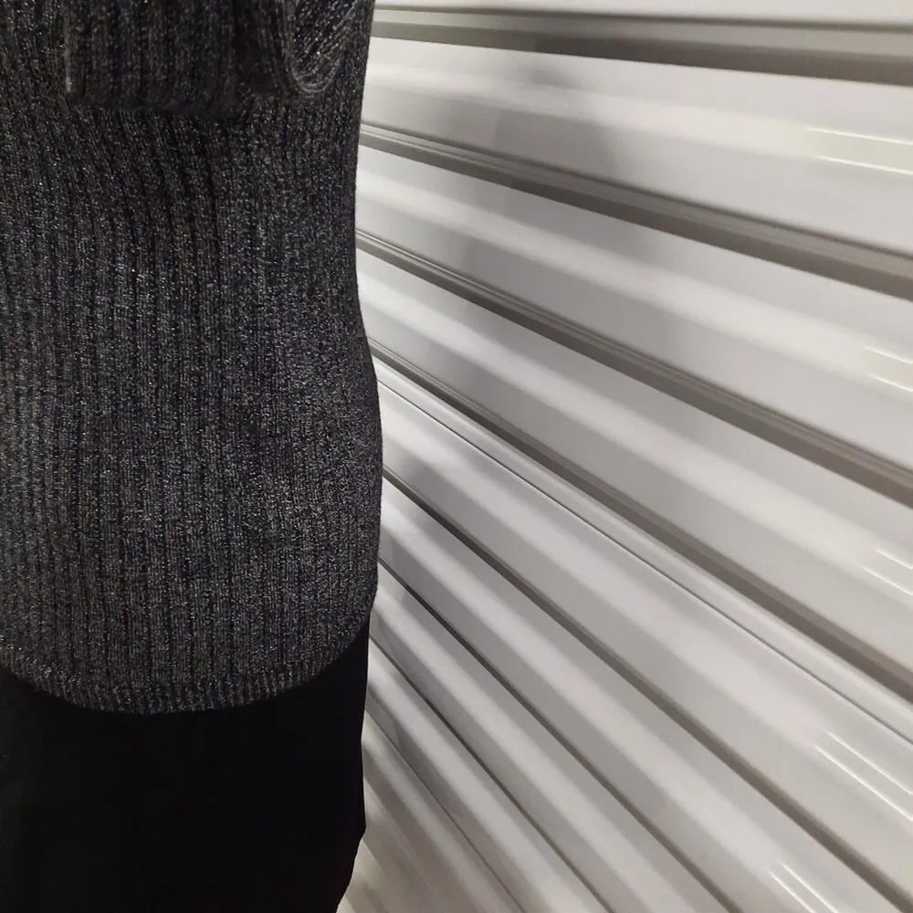 Eleven Six Nova Sweater Womens Medium Silver Alpaca Wool One Shoulder Top - Image 8