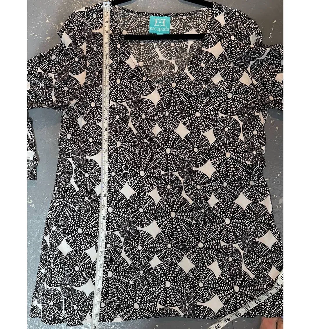 escapada Black print 3/4 flared sleeve tunic shirt size‎ XL - Image 5