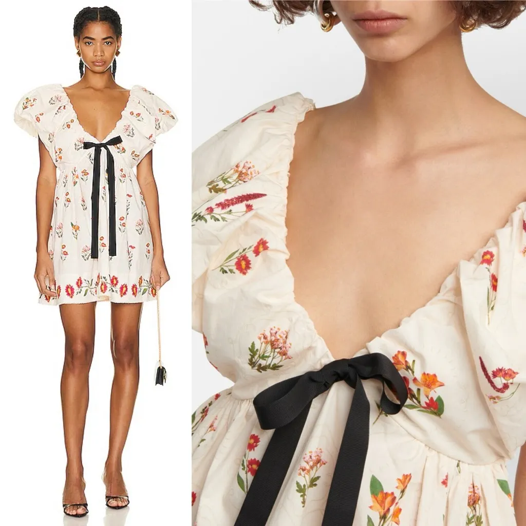 AGUA BY AGUA BENDITA Horizonte Oasis Mini Dress In Floral Print Size Medium Red - Image 4