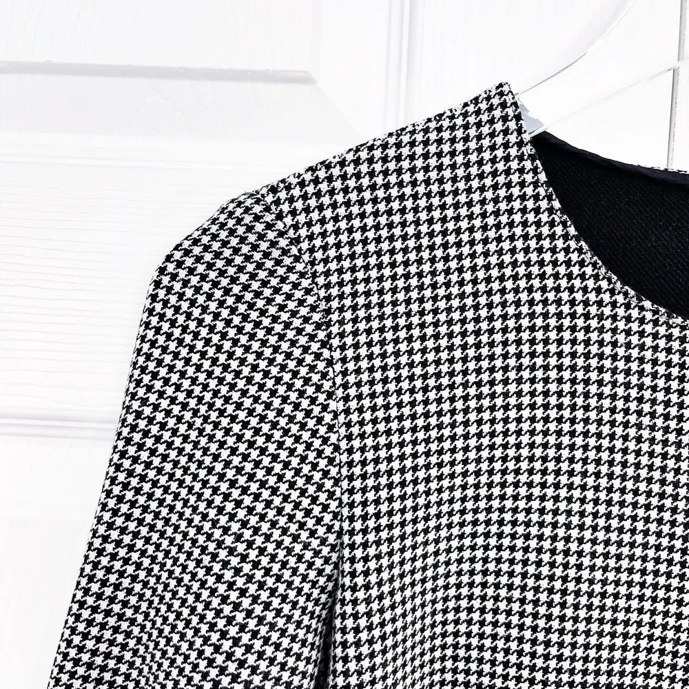 Zara Woman Houndstooth Long Sleeve Peplum Top - Image 2