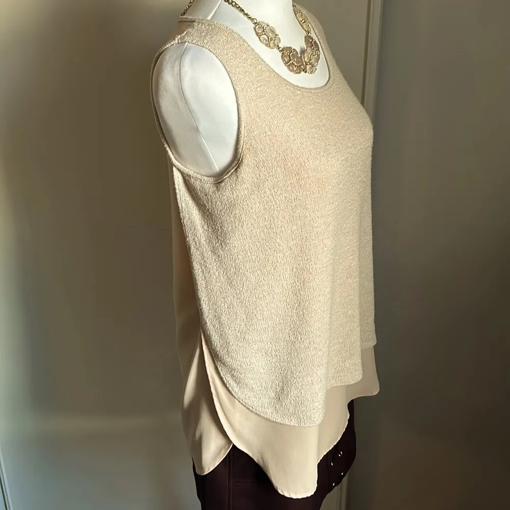 Bar III Chiffon With Sweater Overlay Sleeveless Tank Blouse - Image 7