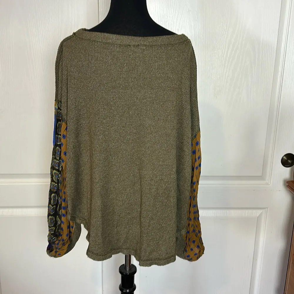 WE THE FREE OLIVE GREEN WAFFLE KNIT LONG SLEEVE - Image 2