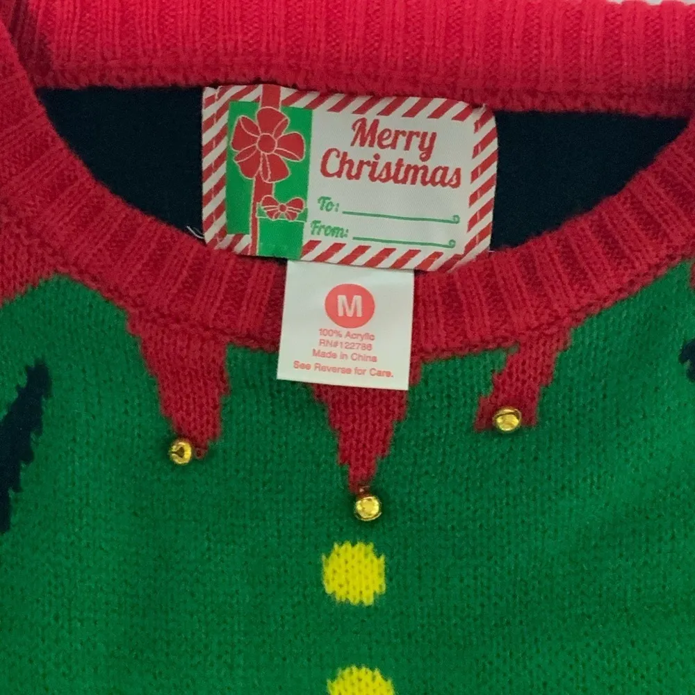 Ugly Christmas Sweater Knit Crewneck Elf Jingle Bells Women Green Red Size M Size M - Image 7