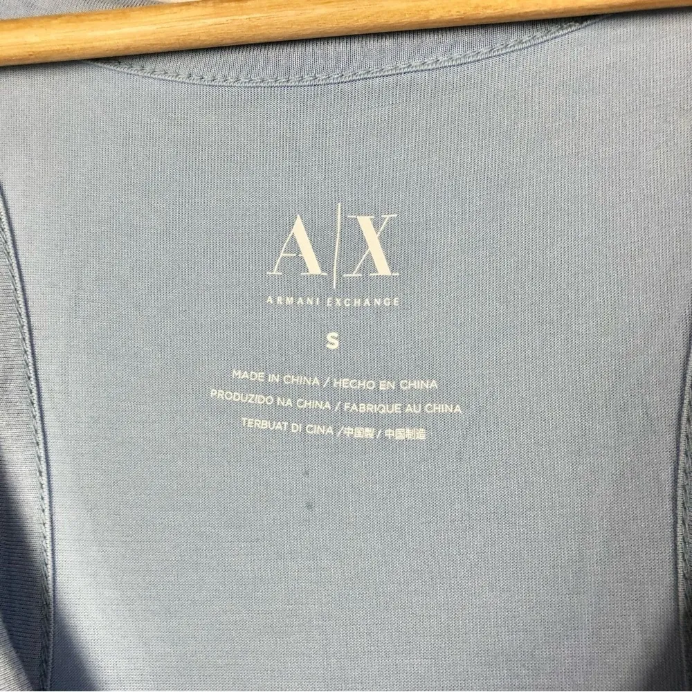 Armani Exchange Light Blue Scoop Neck Graphic Tank Top S - Image 4