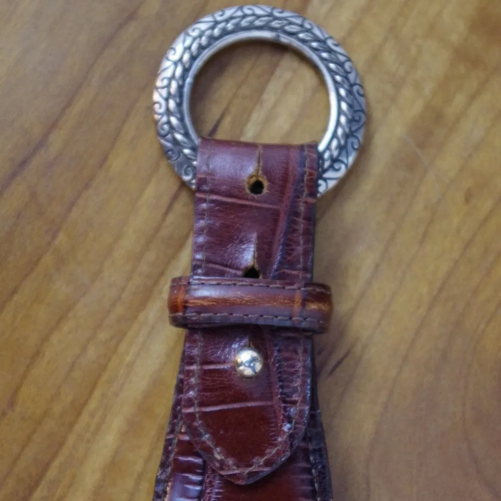 Vintage Ladies' Western Woven Leather Belt Small Brown - Image 7