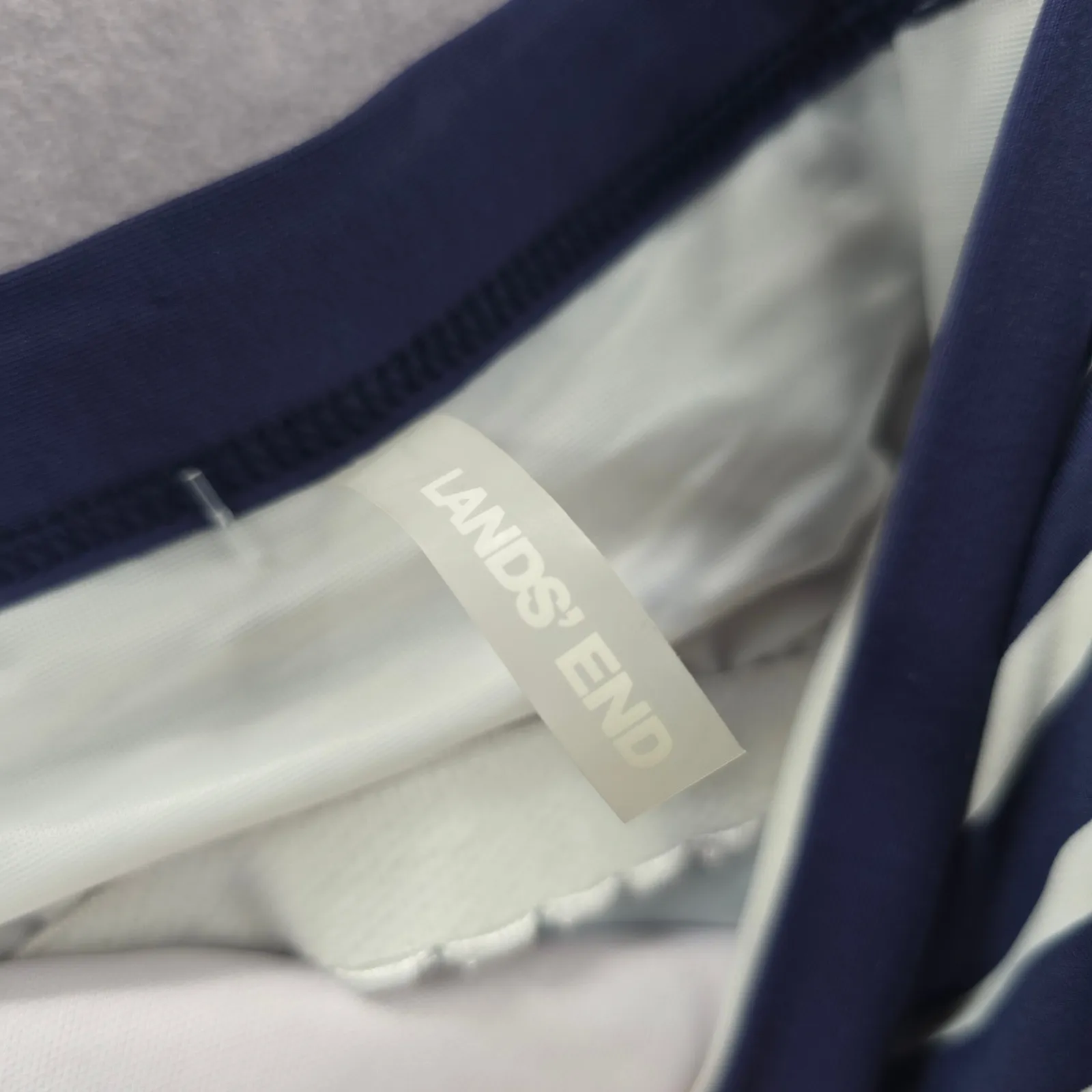 Lands End Blue White Stripe‎ Tube Padded Swimwear Tankini Top Medium M 10 - Image 6