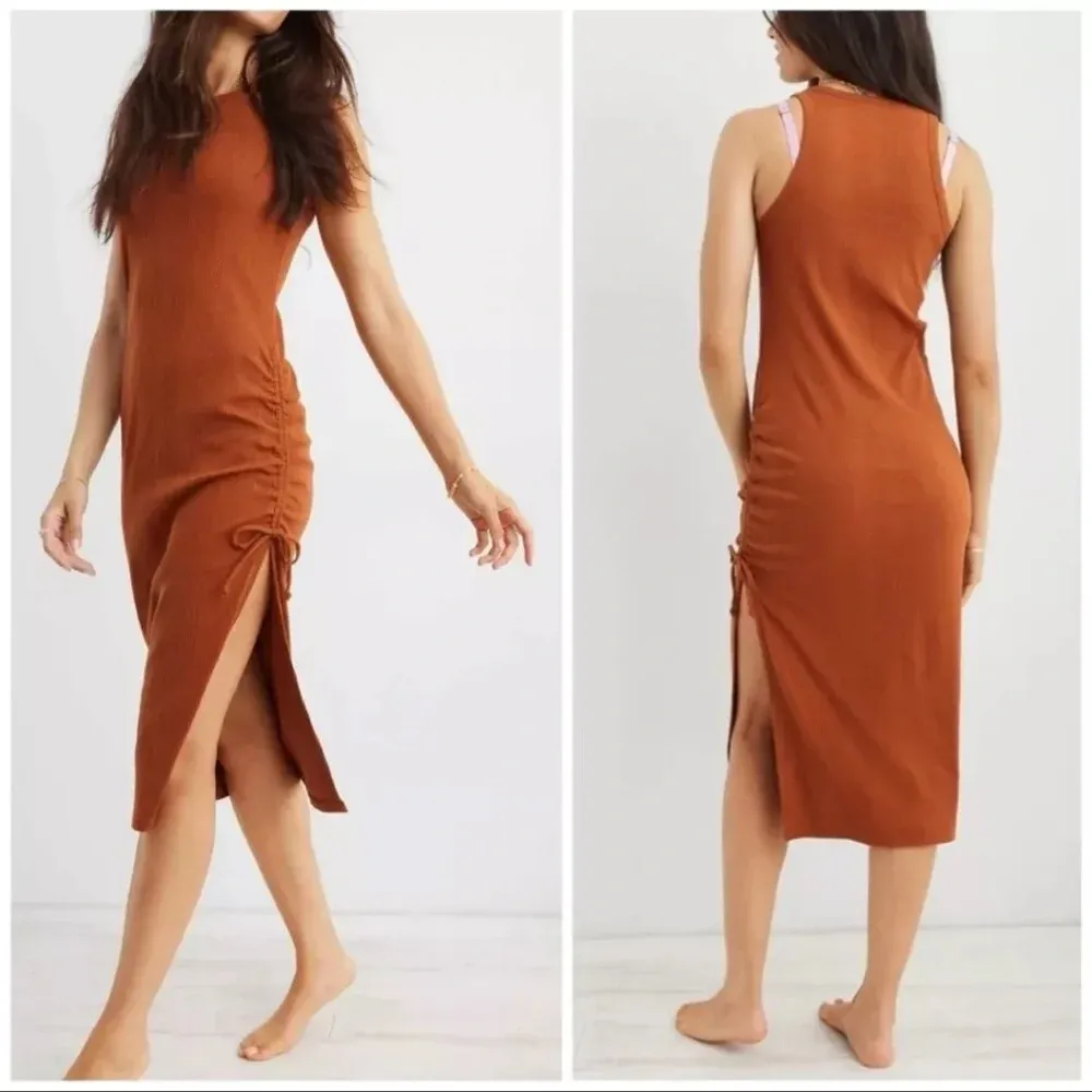 AERIE NWT Copper Brown Ribbed Midi Tank Dress Size‎ XL - Image 2