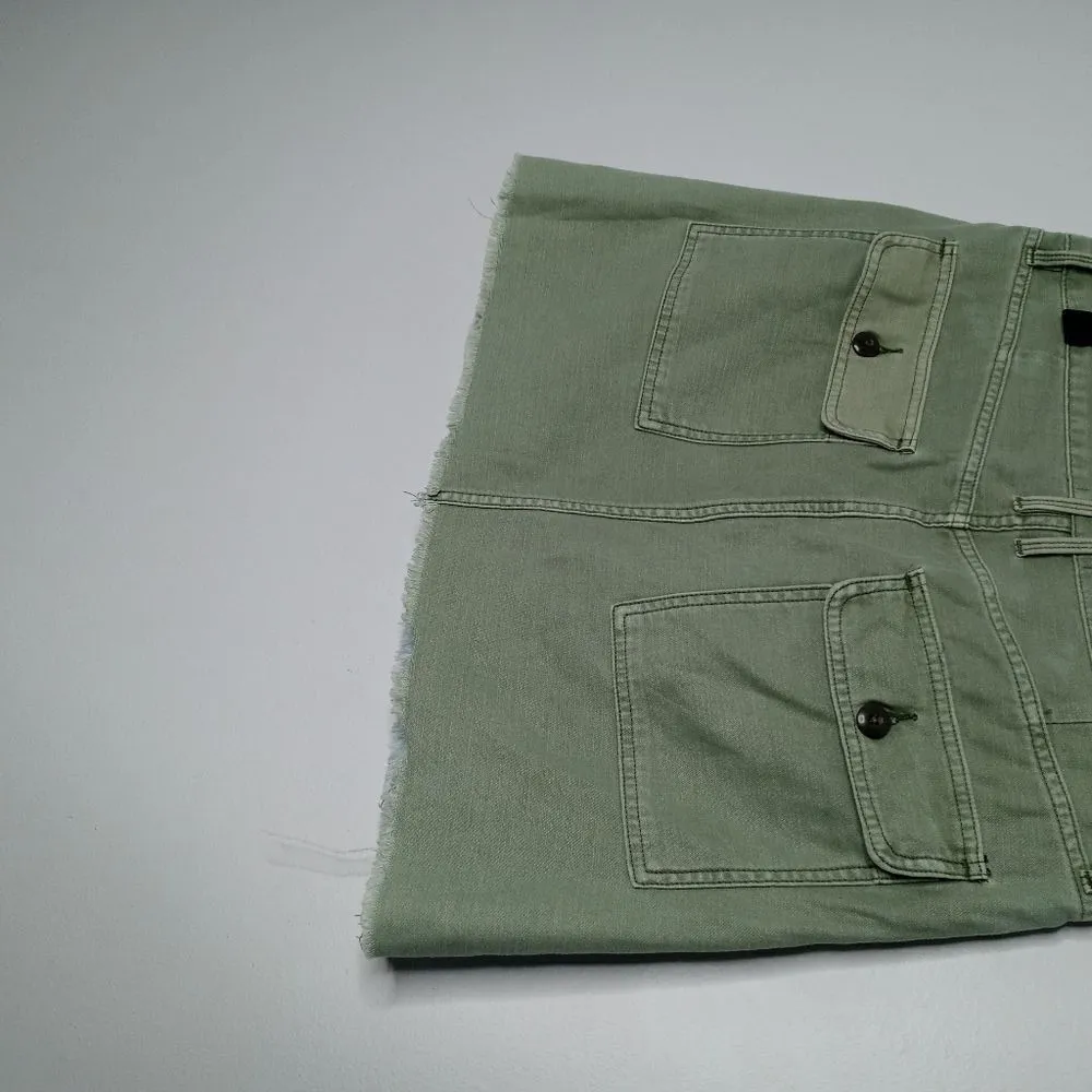 Frame Canteburry Blue Green Raw Hem Mixed Media Le Cargo Mini Denim Skirt 28 - Image 7