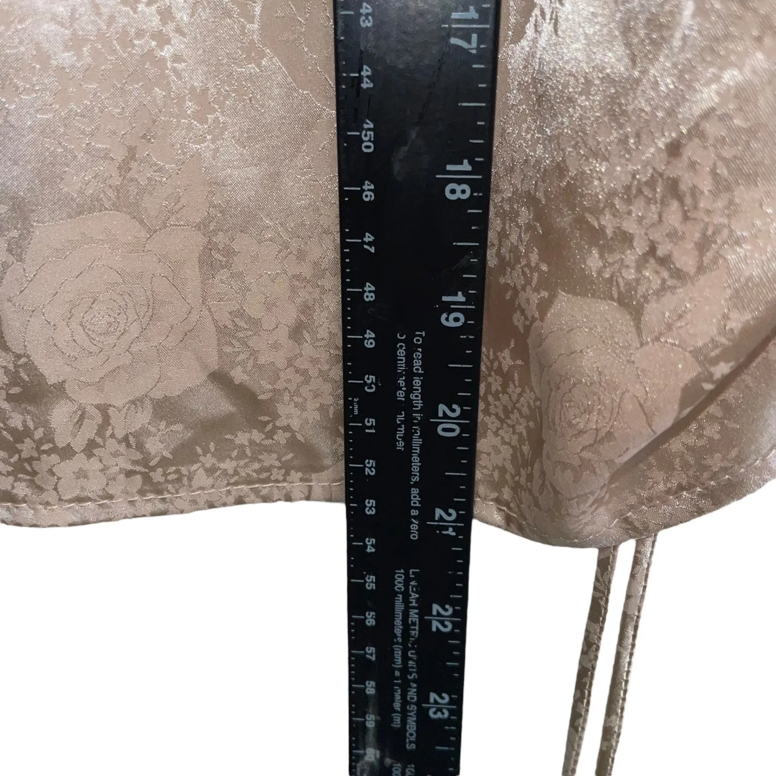 Forever 21 Rose Jacquard Ruched Drawstring Mini Skirt Tan M - Image 5