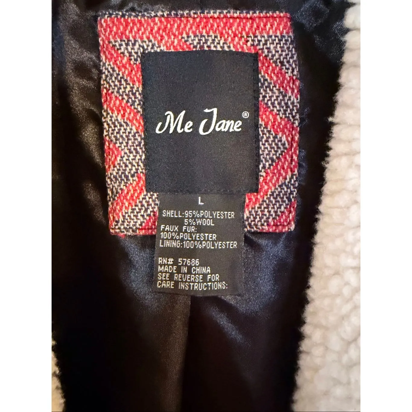 Me Jane Southwestern Print Wool Blend Sherpa Trim Lined Vest Size Large (6463) - Image 4