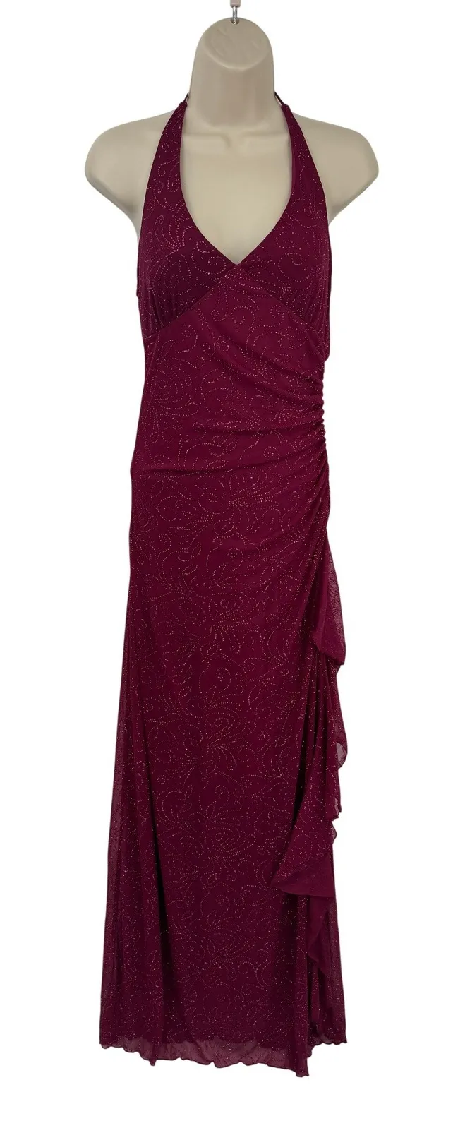 Vintage Y2K Jodi Kristopher Halter Maxi Dress Juniors Medium Pink Sparkle Fairy - Image 1