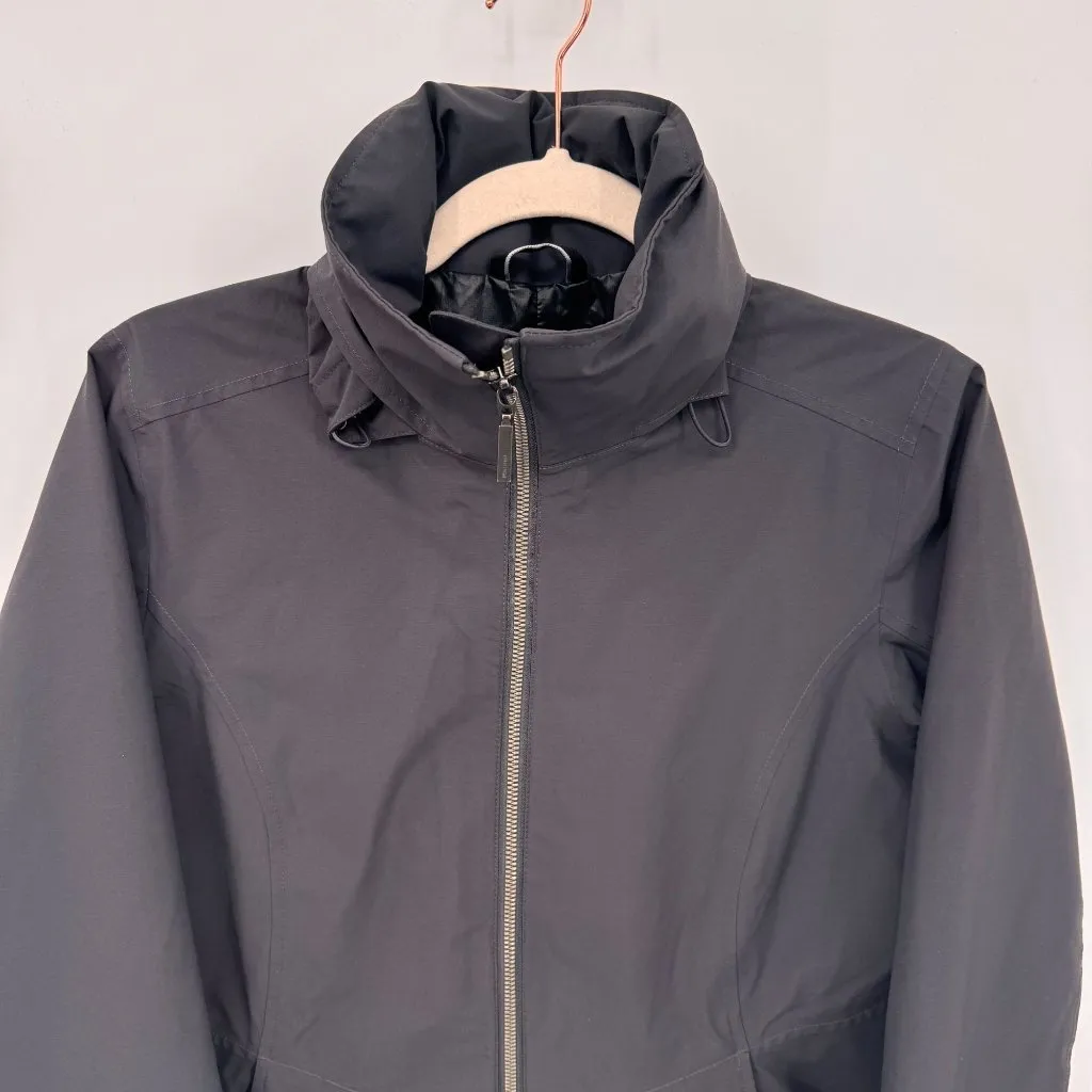 Marmot Lea Rain Jacket Womens Small‎ Black Polyester Nylon Hood Zip Pockets - Image 2