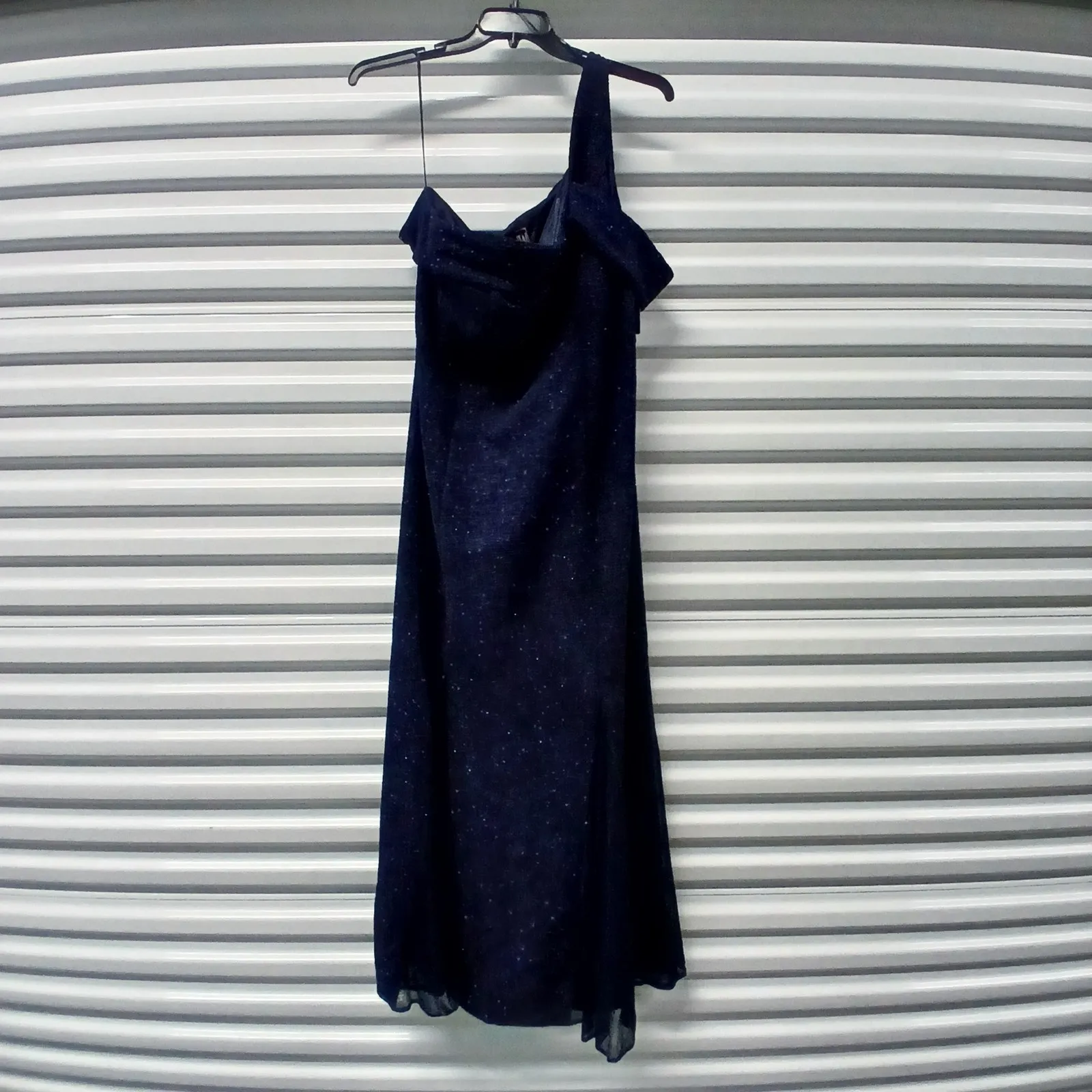 Nightway Formal Evening Gown Women's 18W Blue One Shoulder Maxi Dress Wedding - Image 6