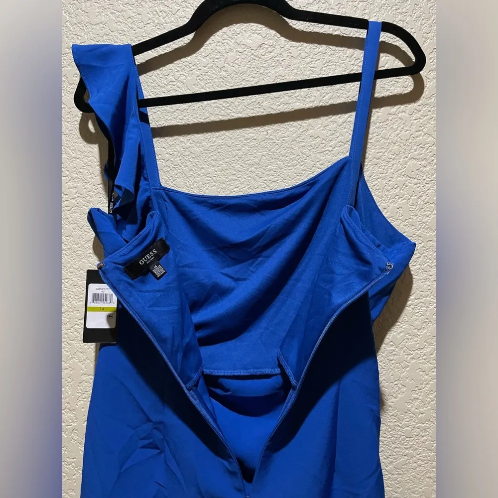 NWT Guess Soft Touch Mini Ruffle Blue Dress Size 14 - Image 9