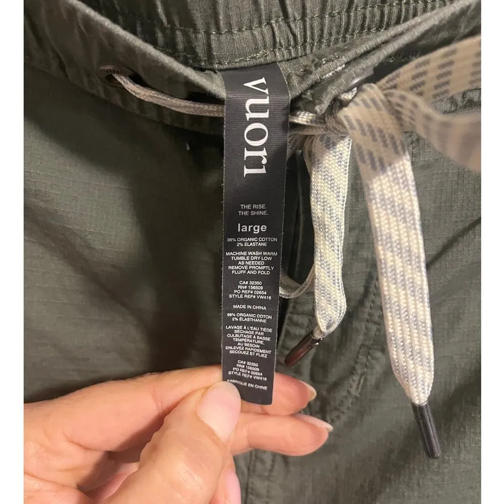 Vuori Women’s Green Ripstop Drawstring Wide Leg 24” Pants Size L Gorpcore - Image 5