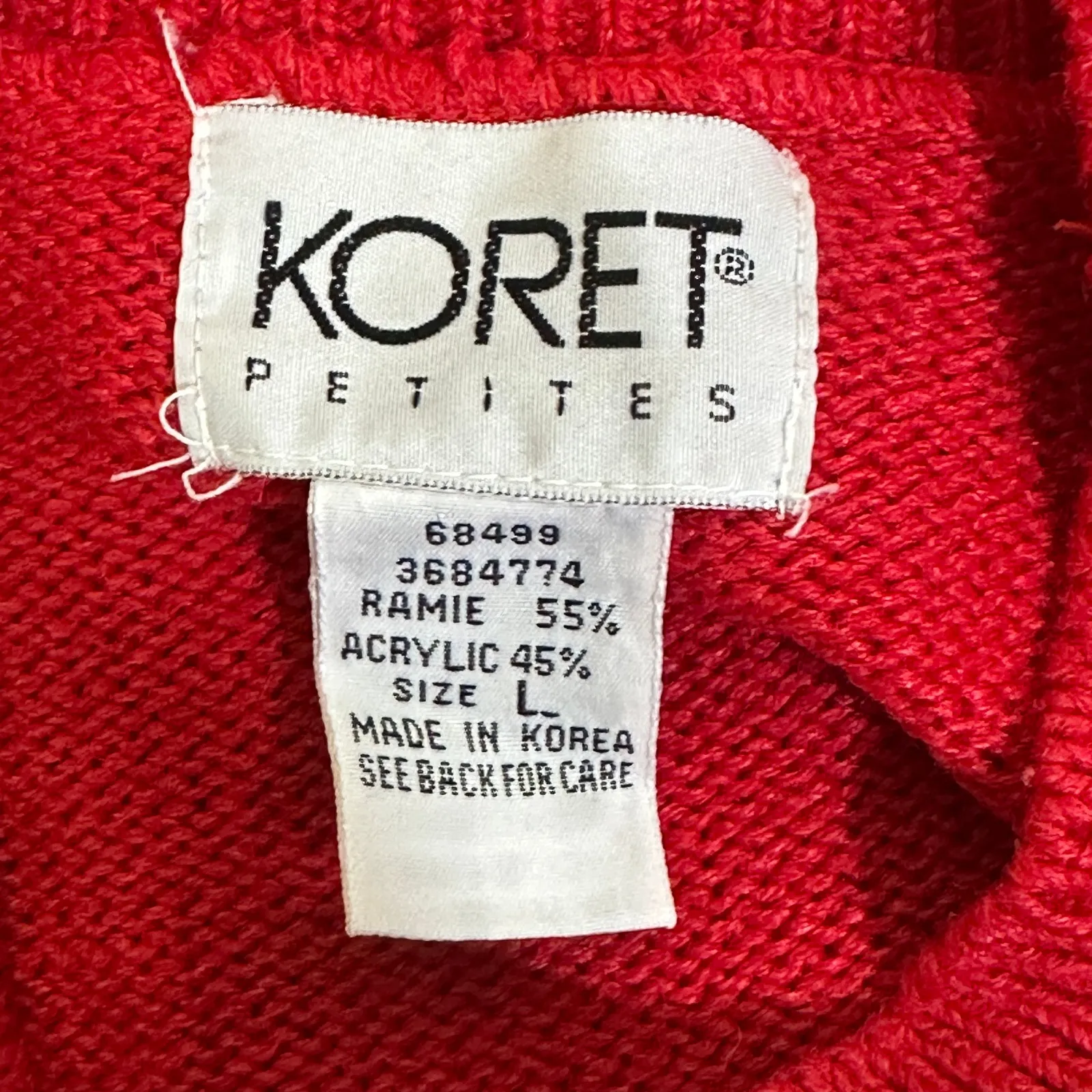 Vintage Koret Petites Sweater Womens L Red Plaid Floral Embroidered Holiday Knit Size L - Image 4