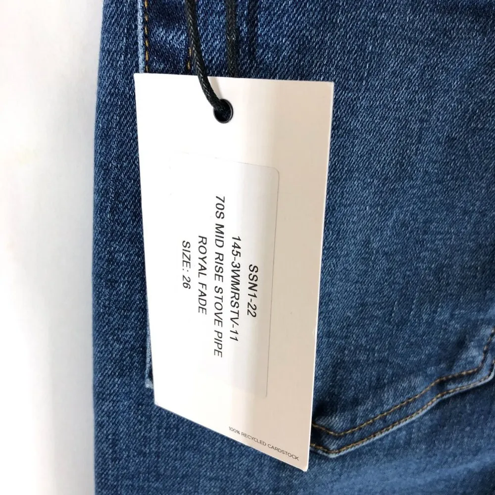 Re/Done Womens Jeans 70s Mid Rise Stove Pipe Royal Fade Zipper Fly 26 - Image 5