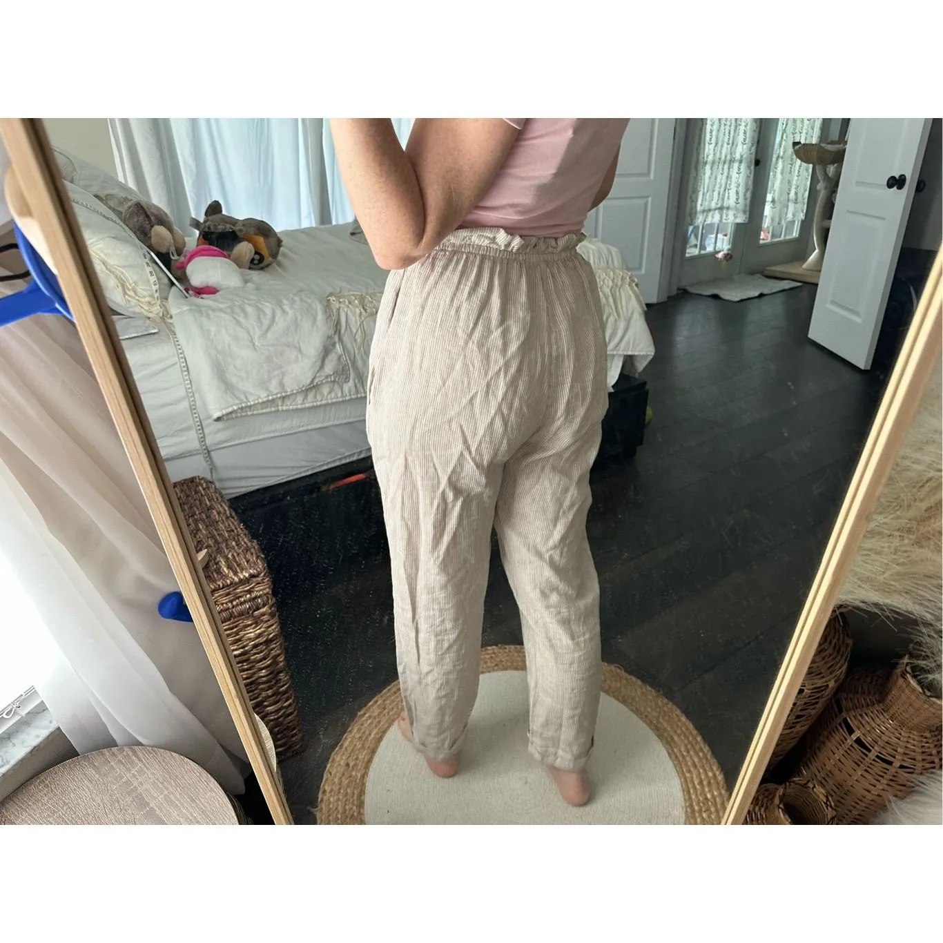 Suzy D London 100% Linen Striped Women’s Pants Size Medium - Image 4