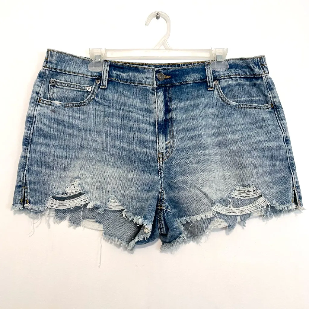 AERIE AMERICAN EAGLE Daydream Denim Short Light Wash Distressed Ripped Mid Rise? - Image 2