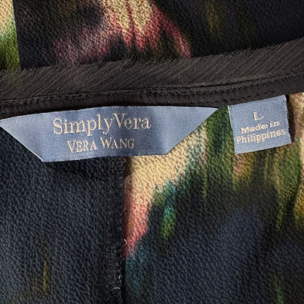 Simply Vera Vera Wang Large Tunic Top Asymmetrical Sleeveless Abstract Scoop Blue - Image 9