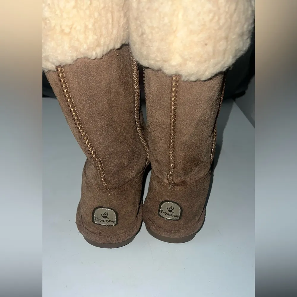 BEARPAW Womens Size 7 BROWN SUEDE FUR LINED  Pull On Flat BOOTs MARISSA - Image 2