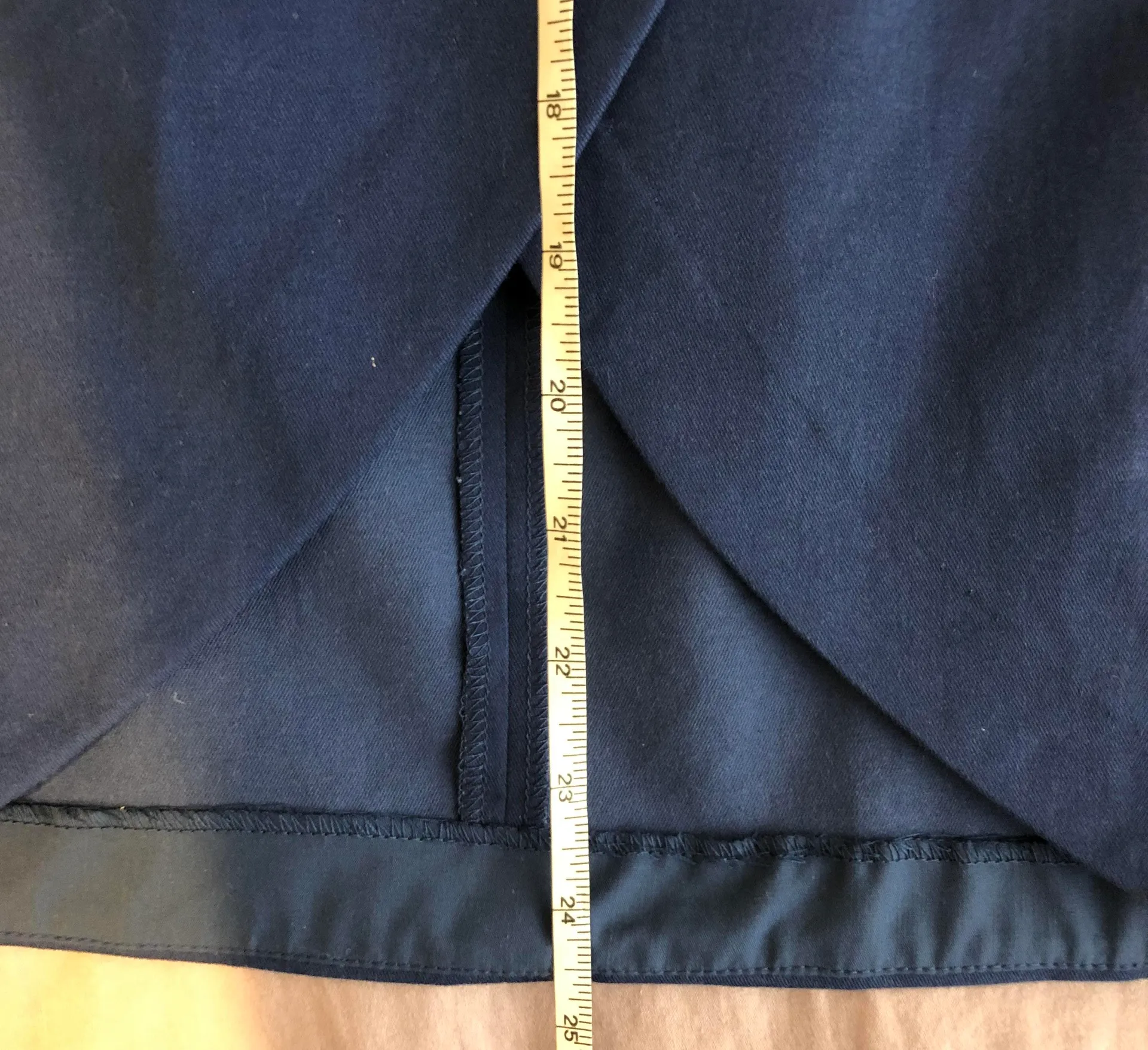 Navy Blue Asymmetrical Midi Pencil Skirt - Image 8