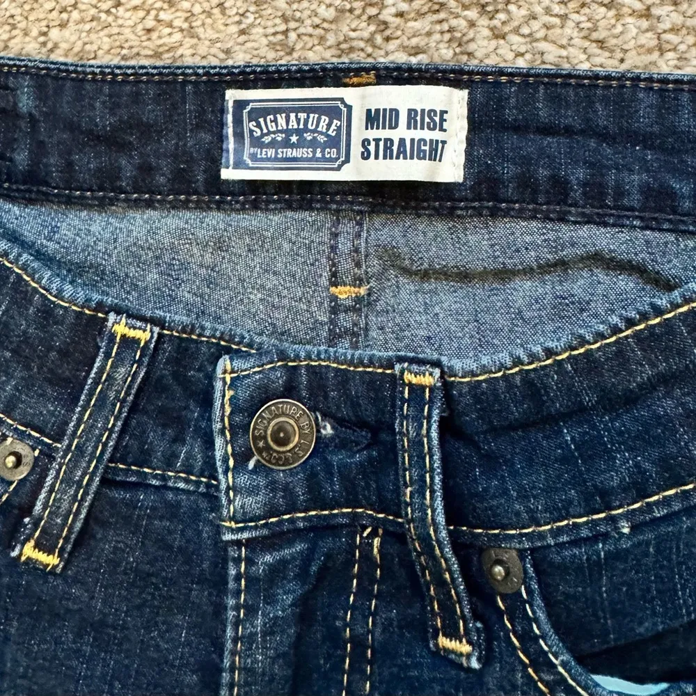 Levi Signature Mid Rise Straight Denim Jeans Dark minimalist everyday denim 4M - Image 5