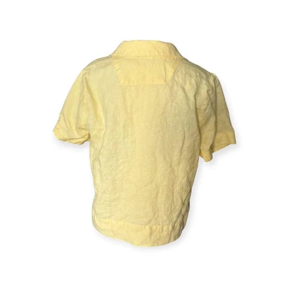 Quince 100% European Linen Short Sleeve Shirt Butter Yellow Lightweight Casual - Image 3