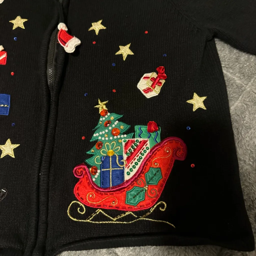 Tiara International XL Christmas Full Zip Cardigan sweater - Image 6